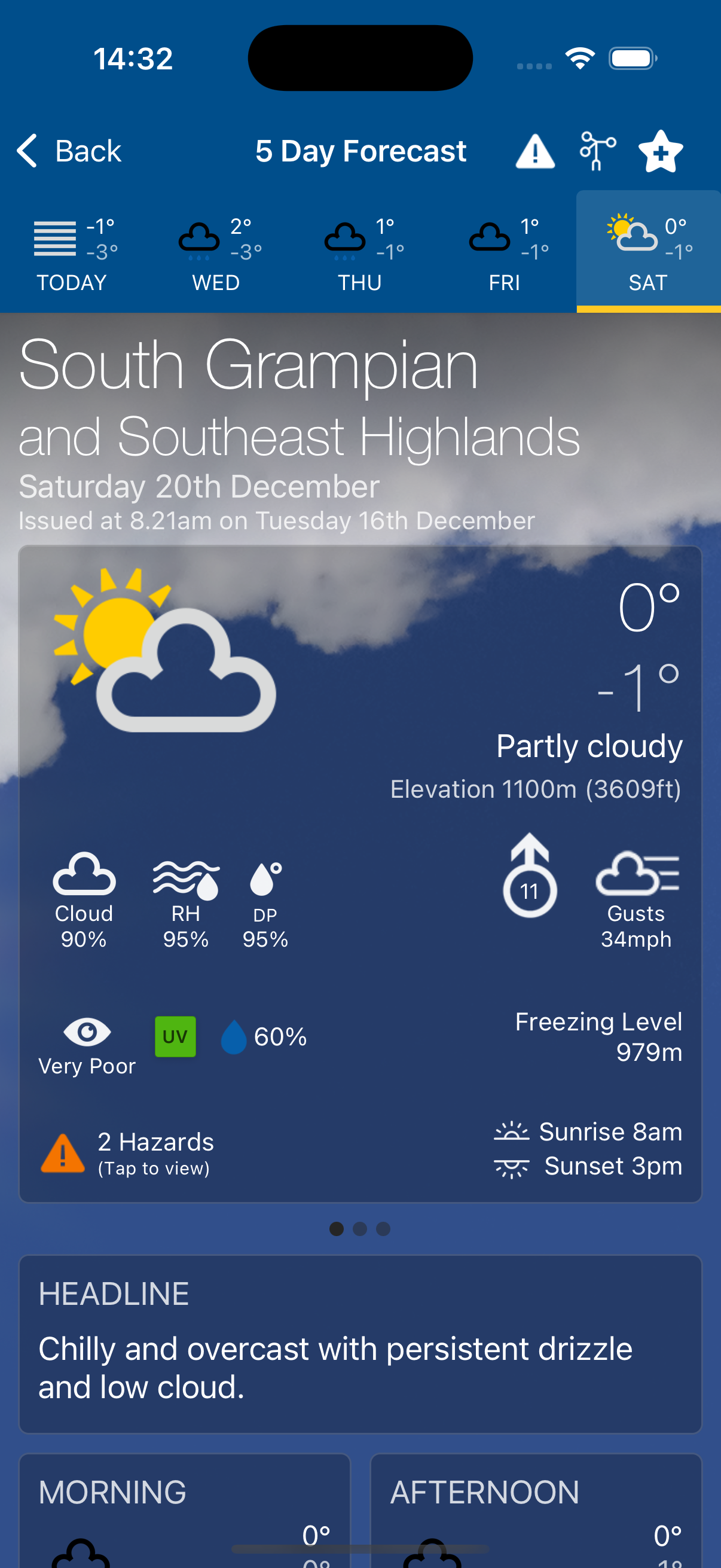 5 Day Mountain Region and Mountain Summit Weather Forecasts screenshot