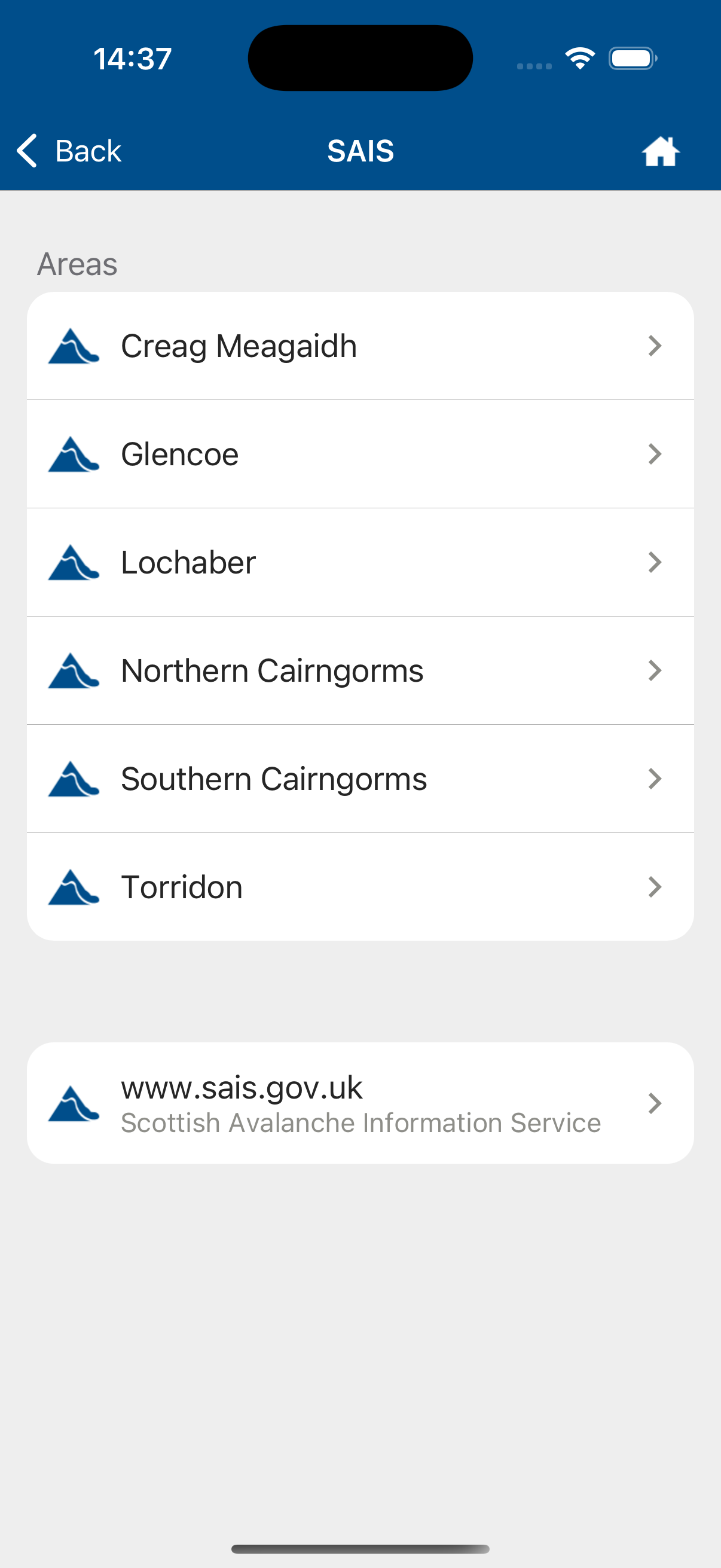 SAIS avalanche areas