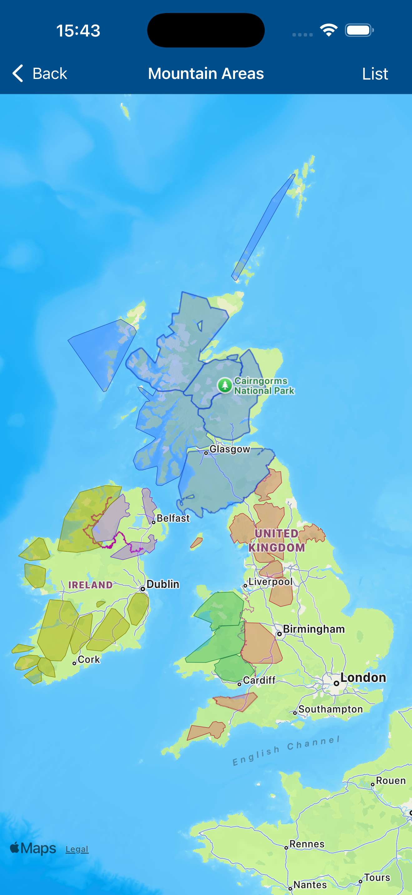 Region coverage map