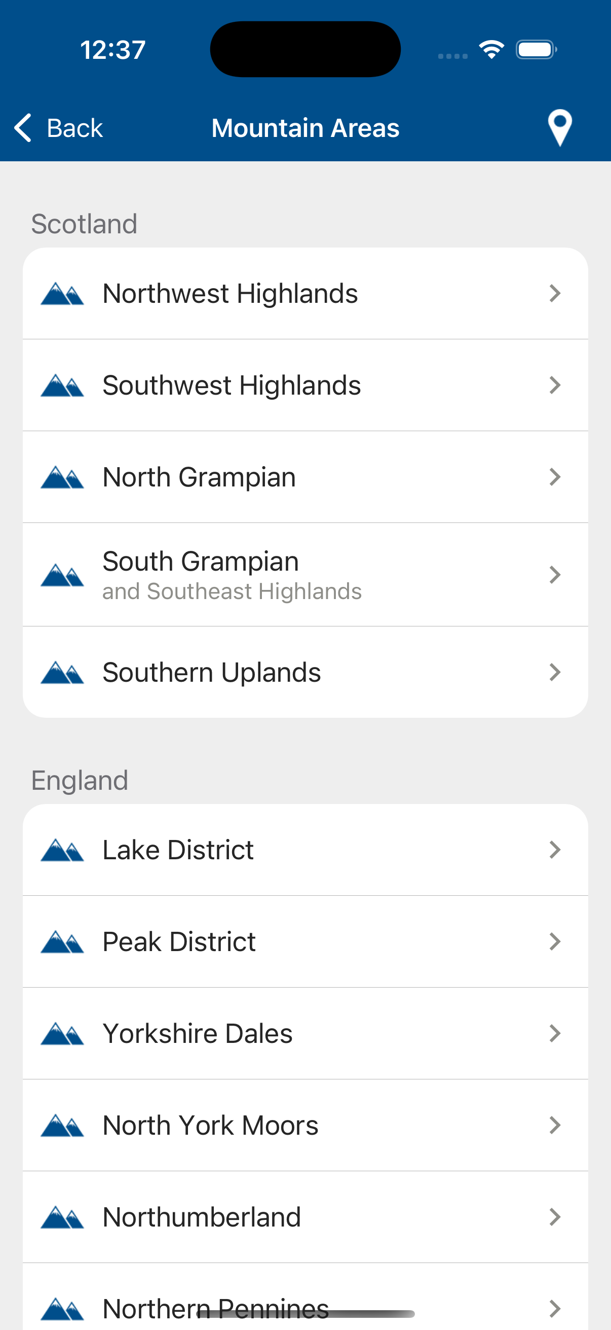 37 mountain regions